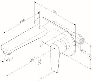 Встраиваемый смеситель для раковины Am.Pm Gem чёрный матовый F90A72222